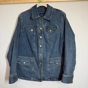 Women's Jones New York Denim Blue Jean Barn Chore‎ Button Front Jacket Size IX